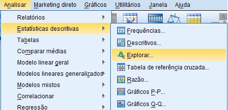 como proceder se eu quiser testar a normalidade no SPSS.