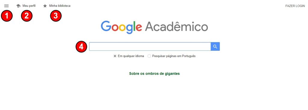 página inicial do Google Acadêmico.