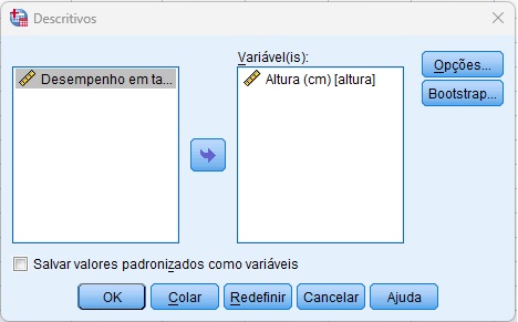 caminho para especificar análise.