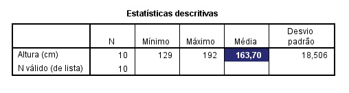 saída da análise de estatísticas descritivas.