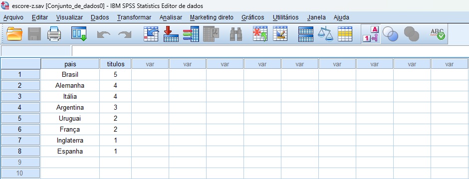 banco de dados tabulado no SPSS.