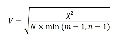 V de Cramér fórmula.